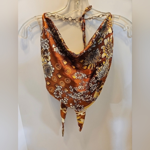 J is for Justify crop top floral pattern copper color baby tee fall cropped top - Picture 10 of 16